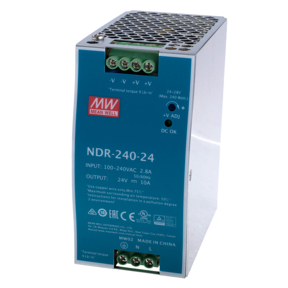 NDR-240-24 Источник питания AC/DC; 240Вт; Uвх:90…264V AC; Uвых:24В/10A рег, Mean Well